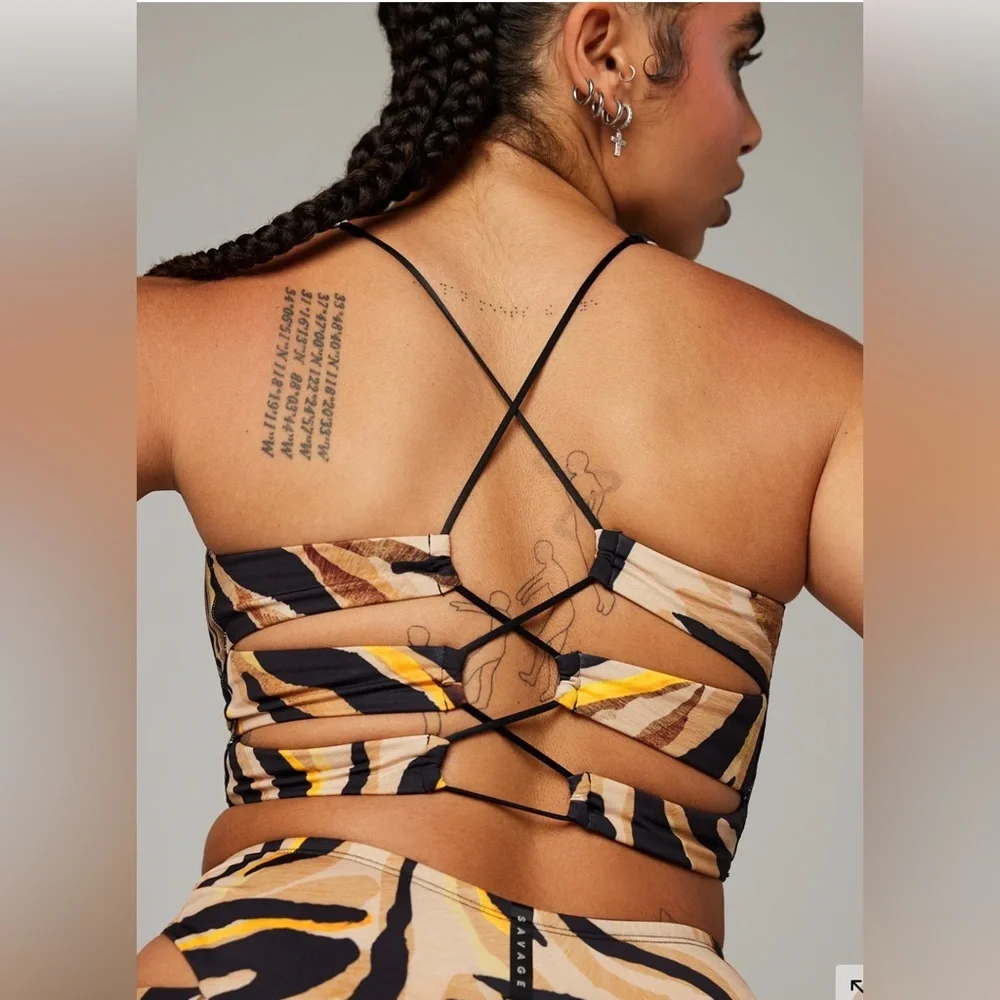 Savage x Fenty‎ sport WILDCAT ANIMAL INSTINXX STRAPPY-BACK TANK size small new